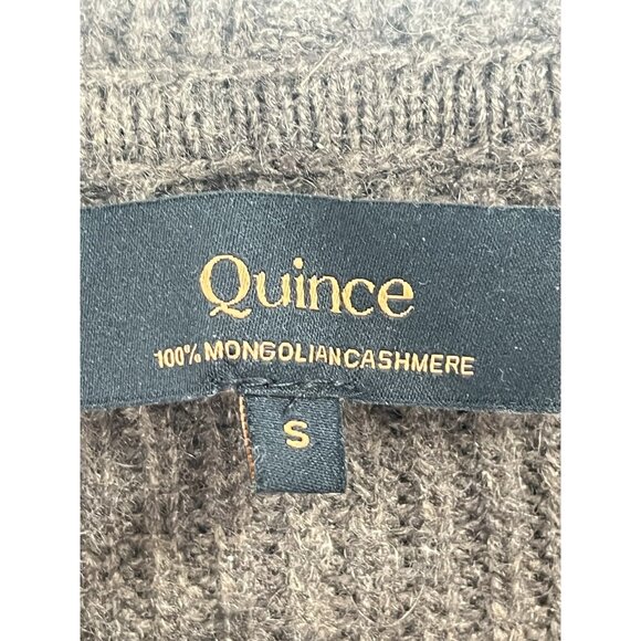 Quince Mongolian Cashmere Fisherman Pullover Hoodie Cropped Brown Sweater Sz S - Picture 3 of 4